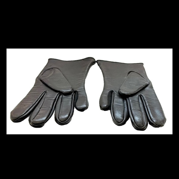 Vintage Women’s Black Winter Gloves. Sz 6-7 Beige Lining  Stitching On Top - Picture 8 of 9